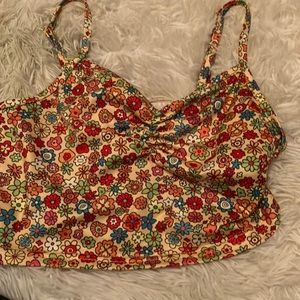 Runched floral crop top, size 12 in girls/teen